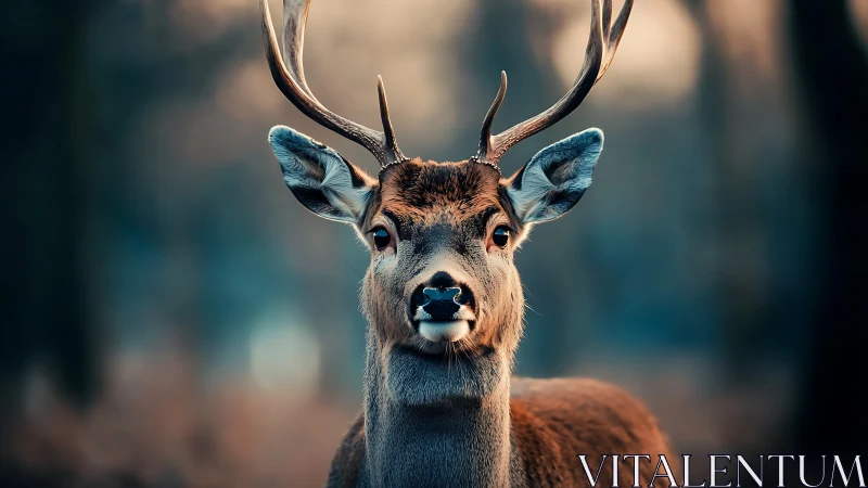 Twilight stag studies the forest with quiet, regal curiosity