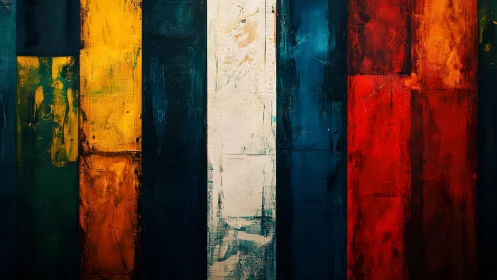 Bold Abstract Vertical Stripes in Rich Colorful Acrylic Paint Style.