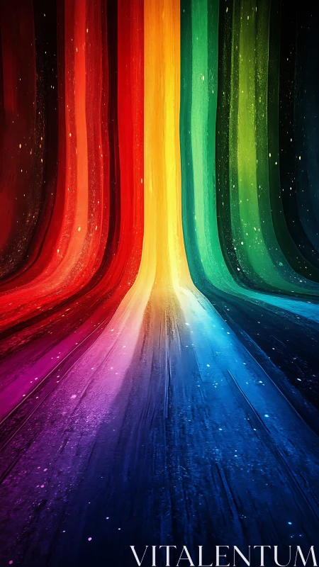 Vertical chromatic cascade in dynamic digital painting style.