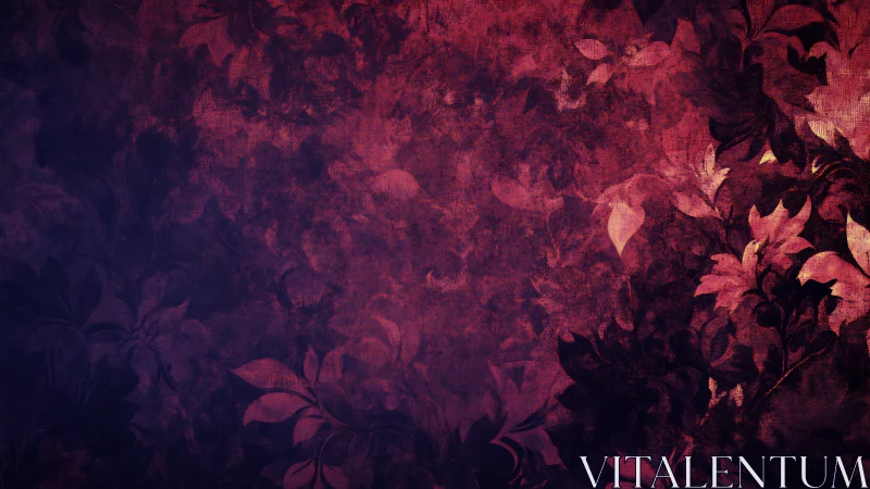 Crimson twilight foliage drifts across a textured dreamscape.