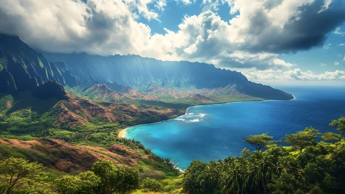 Na Pali Coast Kalalau Valley Hawaii Aerial Landscape Photography