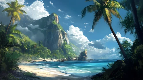 Tropical Paradise: Towering Cliffs Frame Pristine Coastal Haven.