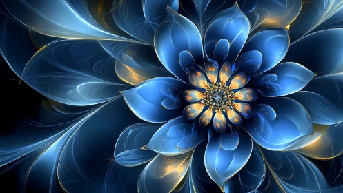 Celestial sapphire bloom swirling in luminous fractal petals.