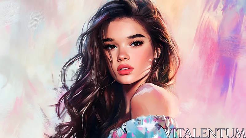 Brushstroke daydream muse in pastel windswept color.