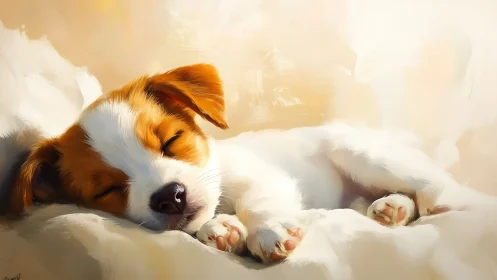 Canine sleep study in diffuse warm bokeh illumination field.