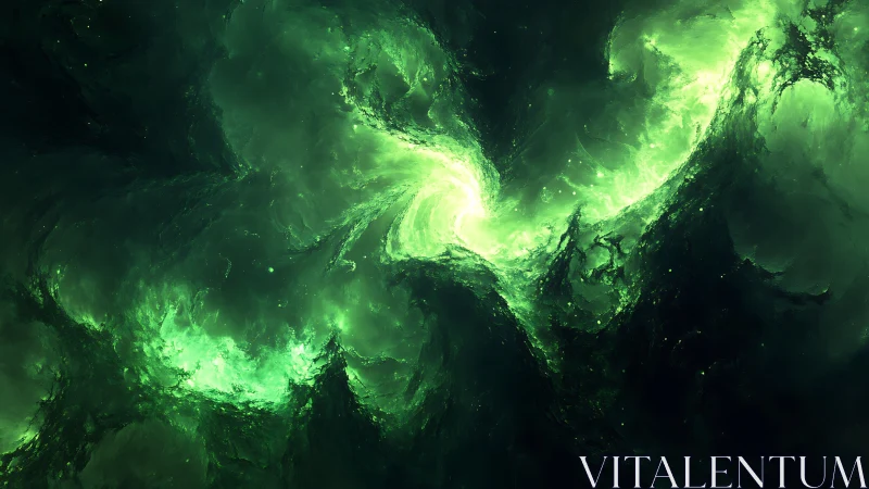 Emerald Nebula Maelstrom Swirling in Cosmic Midnight Glow.
