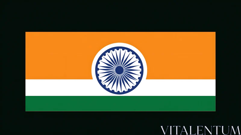 Indian tricolour flag with navy blue Ashoka Chakra centered.