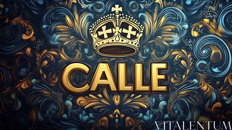 Regal typographic emblem with crowned Calle lettering motif.