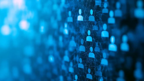 Glowing digital people icons form a gentle web of connection
