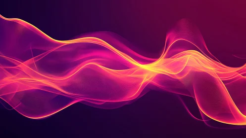 Vibrant pink and yellow light waves on dark gradient background.
