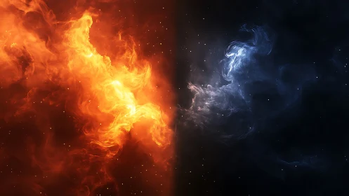 Fire and Ice: Cosmic Duality Split Image