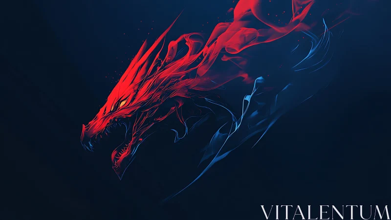 Fiery red dragon spirit streaks across a deep midnight sky