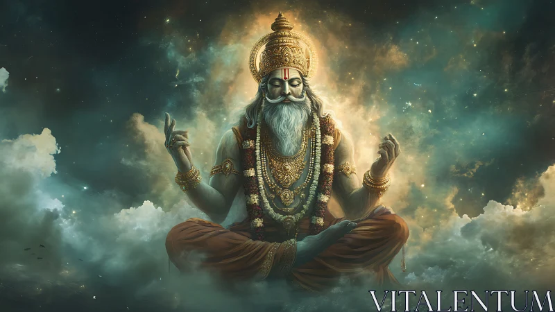 Divine sage in luminous cloudscape rendered as high-detail digital art