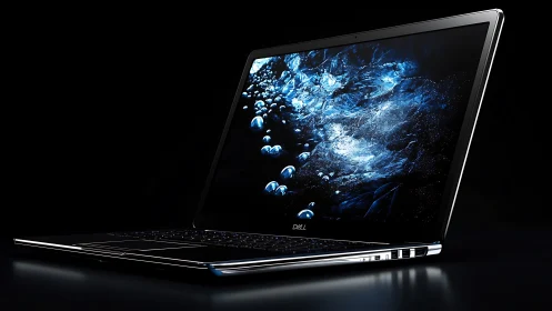Sleek ultrabook laptop showcases high-contrast glossy display rendering