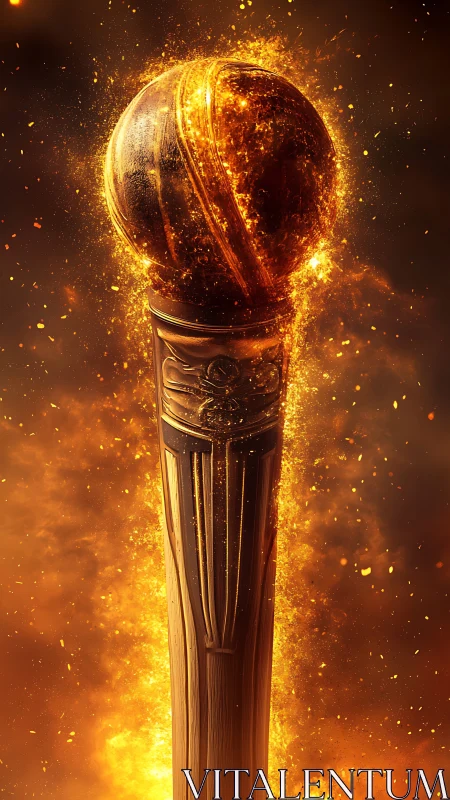 Incandescent basketball scepter amid turbulent plasma bloom.