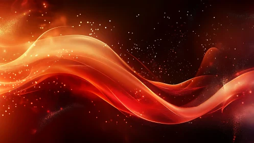 Luminous Red Wave Energy Flow Abstract.