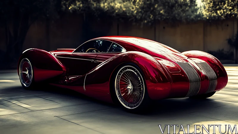 Streamlined red concept coupe with retro aero body and wire wheels
