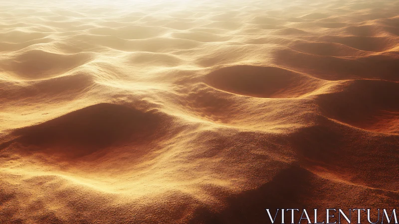 Golden sand waves glow gently under soft morning light