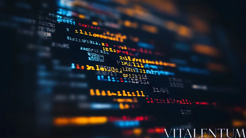 Neon code cascade over a midnight monitor skyline.