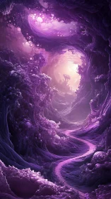 Purple organic cavern environment forms winding central path