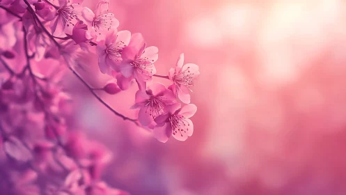 Pink Blossoms with Soft Focus Background.