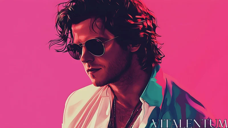 Retro cool drifter in neon pink glow and windswept swagger.