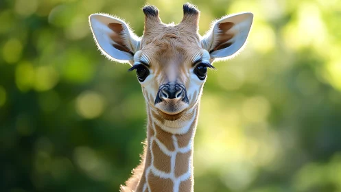 Juvenile giraffe portrait rendered in soft photoreal focus