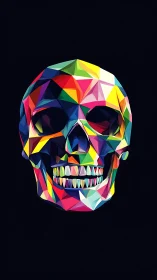 Bold geometric skull glows in bright jewel toned color shards
