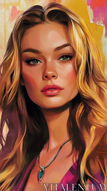 High-detail digital portrait of woman with warm tonal gradients