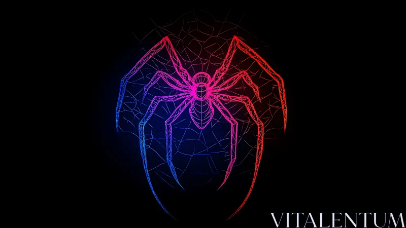 Neon gradient vector spider emblem on fractured web geometry