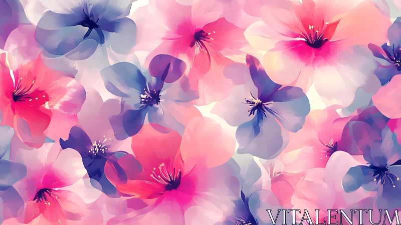 Translucent Bloom Cascade: Softly Layered Floral Dreams.