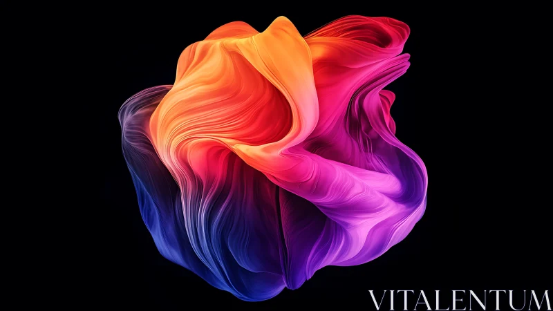 Fluid neon fabric swirl forms radiant abstract color bloom.