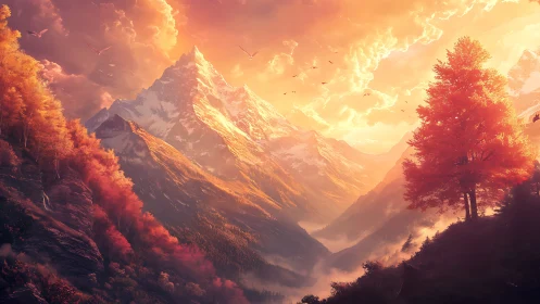 Emberleaf valley beneath a sunrise-carved crystal peak.