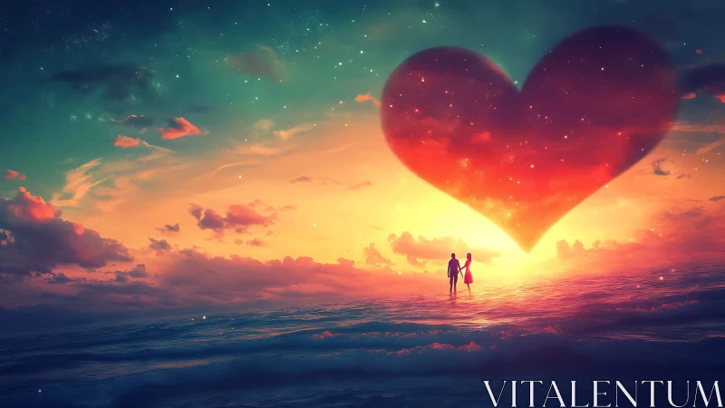 Two Hearts Beneath a Glowing Sky of Love.