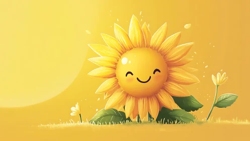 Smiley sunshine sunflower beaming cheer across golden fields.