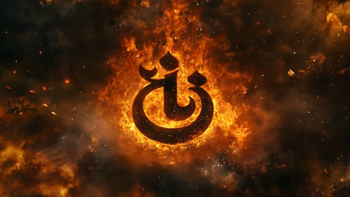 Sacred OM Symbol Burning in Cosmic Flames.