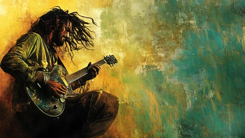 Soulful guitarist leans into a swirling storm of color and sound