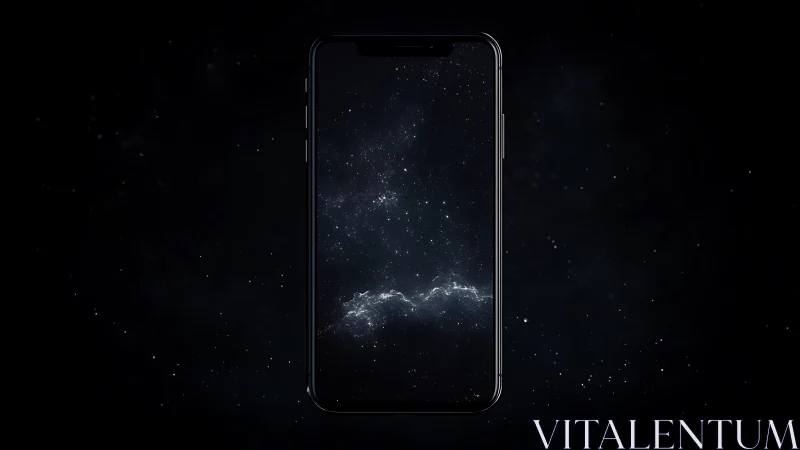 Smartphone display encapsulating deep-space nebula field.