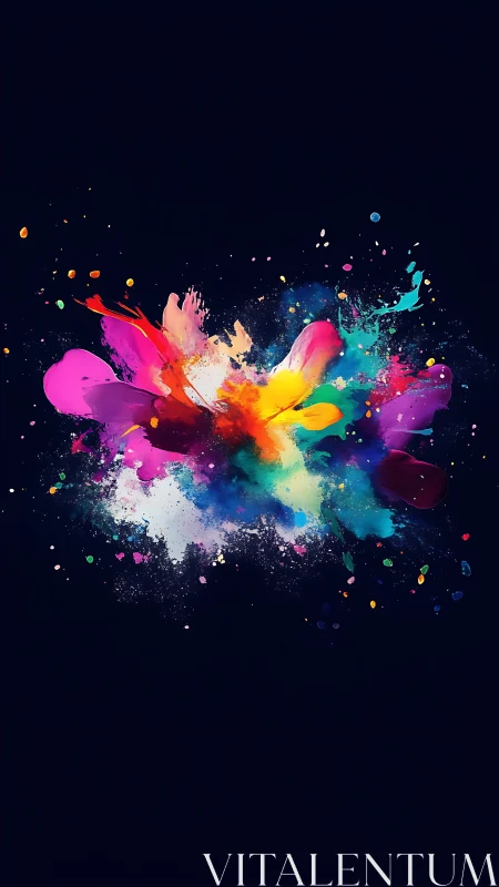 Explosive spectrum burst on deep black digital canvas.