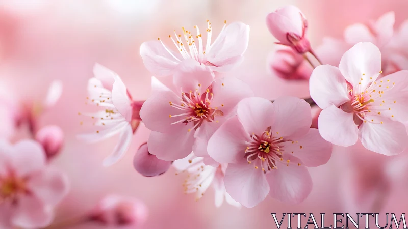Soft-Focus Cherry Blossoms: Botanical Macro Photography Study.