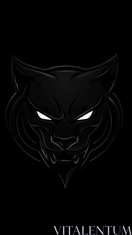 Black panther head logo on dark minimalist background.