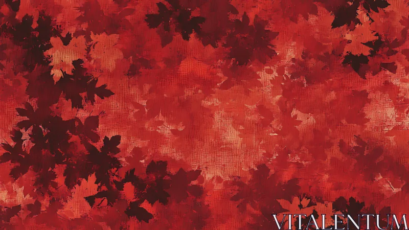 Textured crimson foliage abstract with layered maple silhouettes.