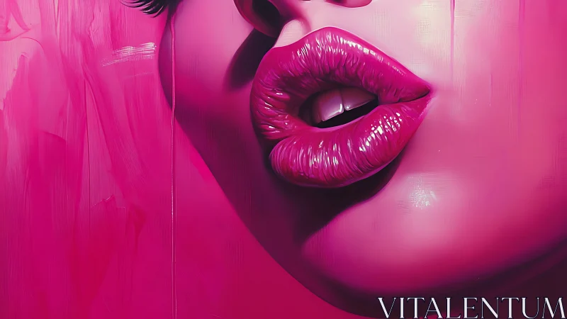 Close-up digital rendering of glossy pink human lips.