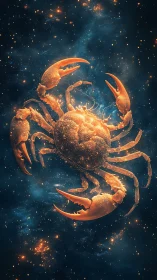 Celestial crab constellation blazing through starlit nebulae.