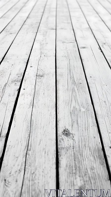 Weathered white planks stretch into a soft, hazy distance.