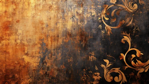 Warm vintage swirls glowing over rustic textured canvas.