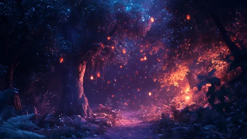 Glowing Forest Portal: Luminescent Mystical Escape