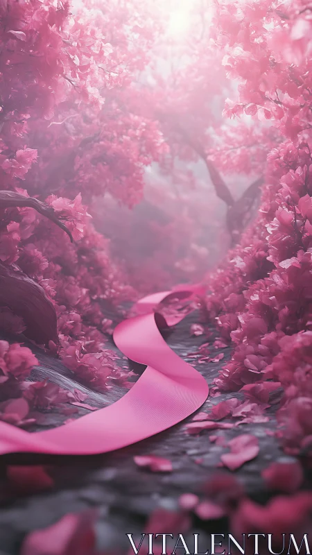 Ribbon of dawn pirouettes through a dream-bright blossom tunnel