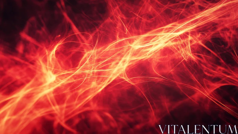 Vivid Abstract Red and Orange Light Streaks on Dark Background.