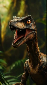 Highly detailed raptor render with micro-scaled skin and moist jaw